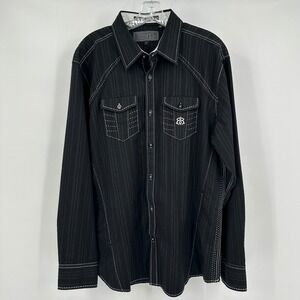 Roar Signature Edition Men Western Shirt Sz L Cowboy Embroidered Contrast Stitch